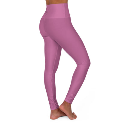 Chi Rho Women’s High-Waisted Yoga Leggings in Pink – Strength and Victory in Christ