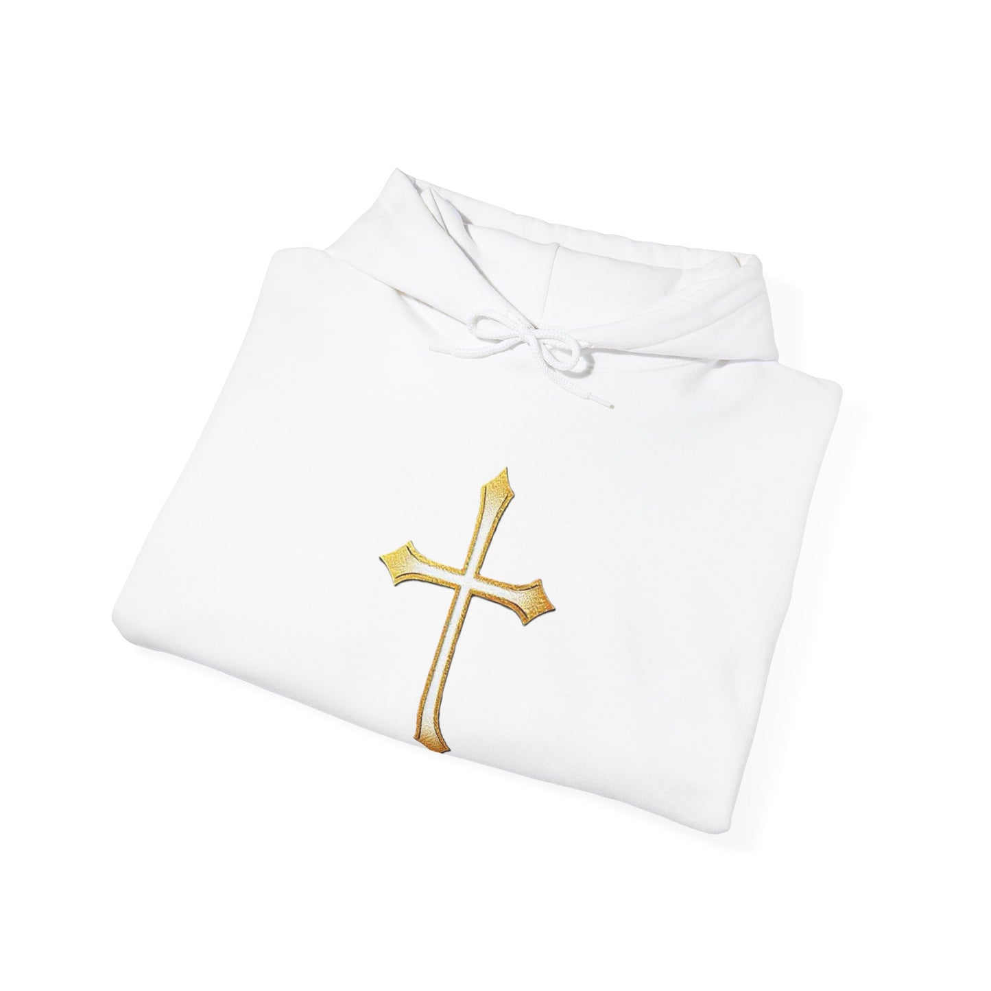 Men’s Gold Cross Hoodie – Bold Christian Faith Hoodie with Front & Back Design