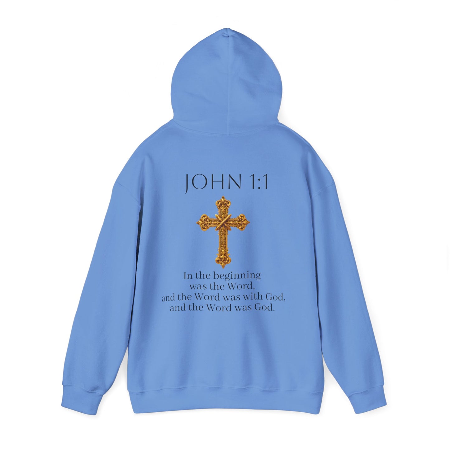 “The Word Eternal” – Women’s Christian Hoodie with Bold Dark Lettering (John 1:1)