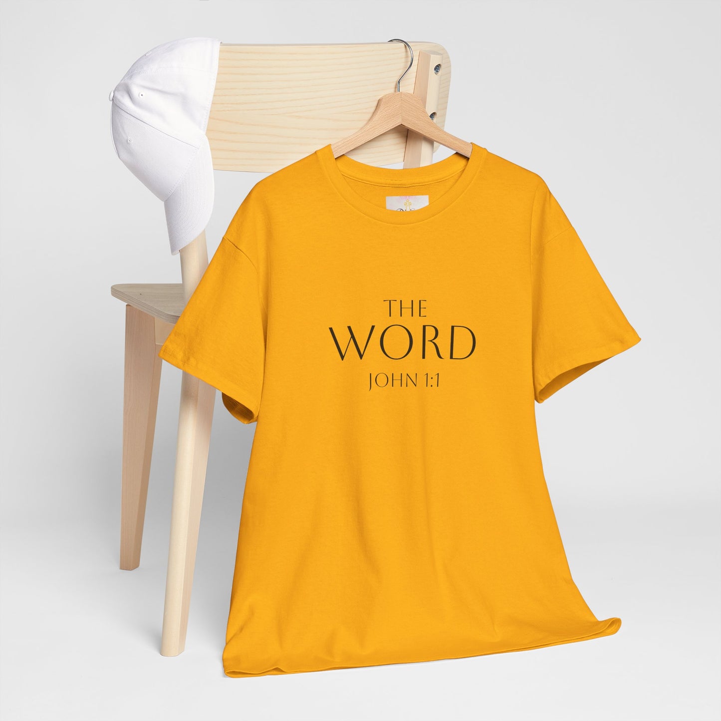 “The Word Eternal” – Men’s Christian Tee with Bold Dark Lettering (John 1:1)