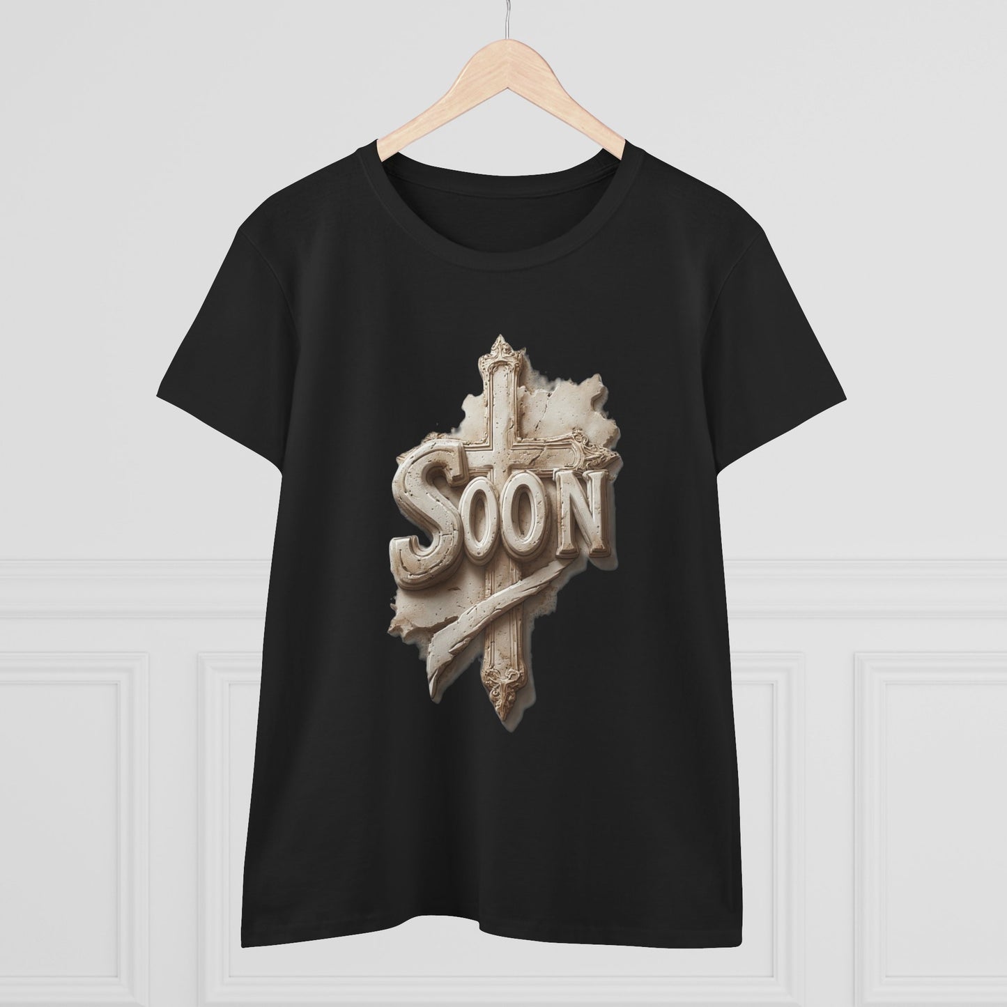 “Soon” Cross Women’s Christian Tee – Bold Faith Made Beautiful
