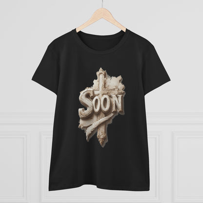 “Soon” Cross Women’s Christian Tee – Bold Faith Made Beautiful