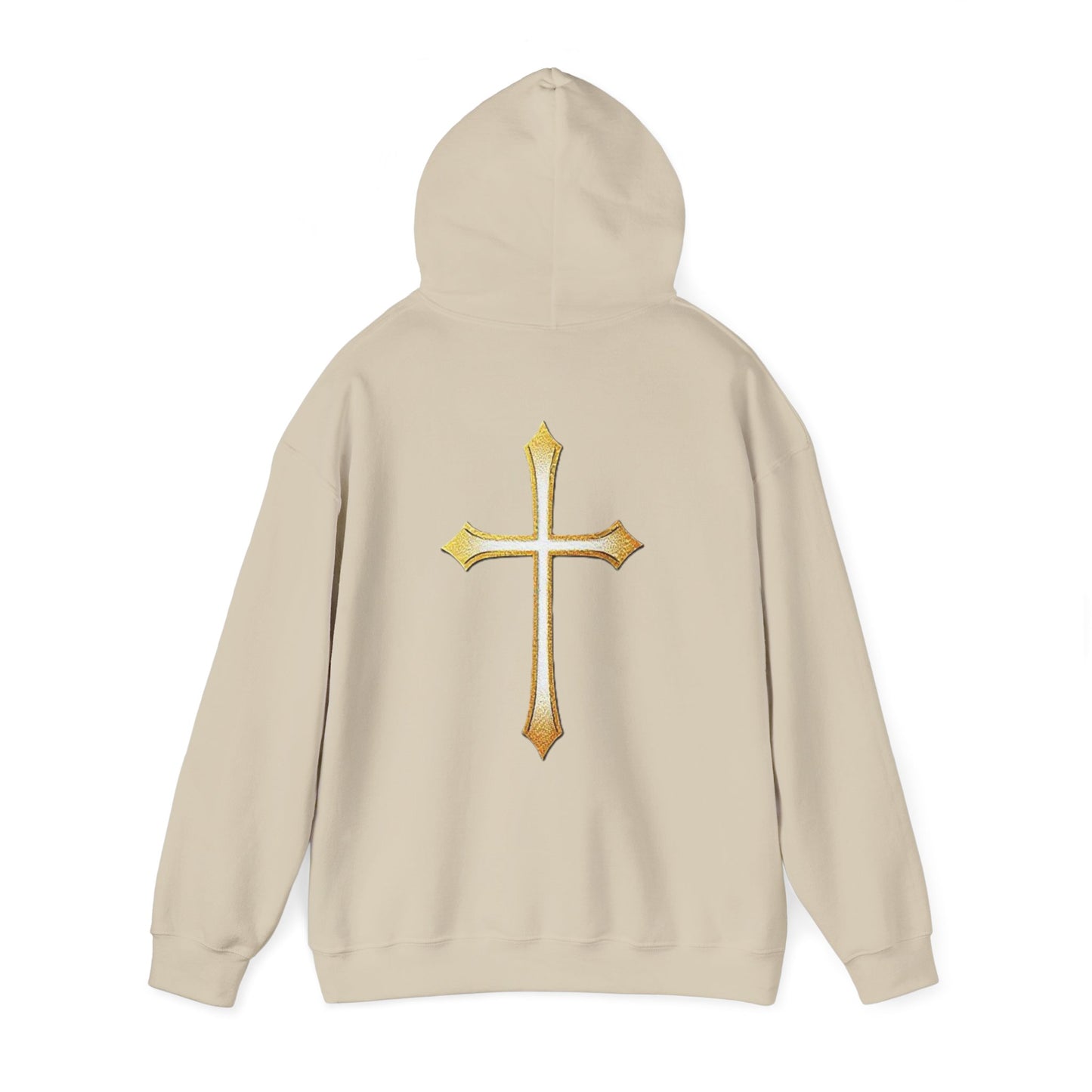 Men’s Gold Cross Hoodie – Bold Christian Faith Hoodie with Front & Back Design