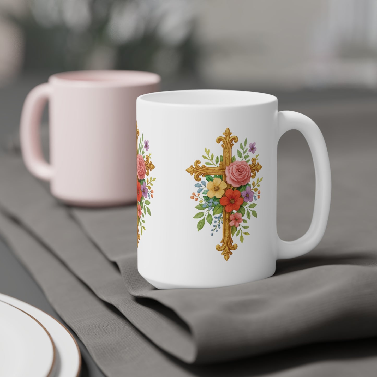 Floral Cross Inspiration Mug – Bloom in His Grace