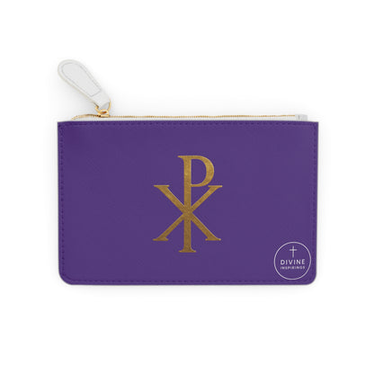 “Divine Seal” | Women’s Mini Clutch in Purple – Gold Chi Rho Elegance