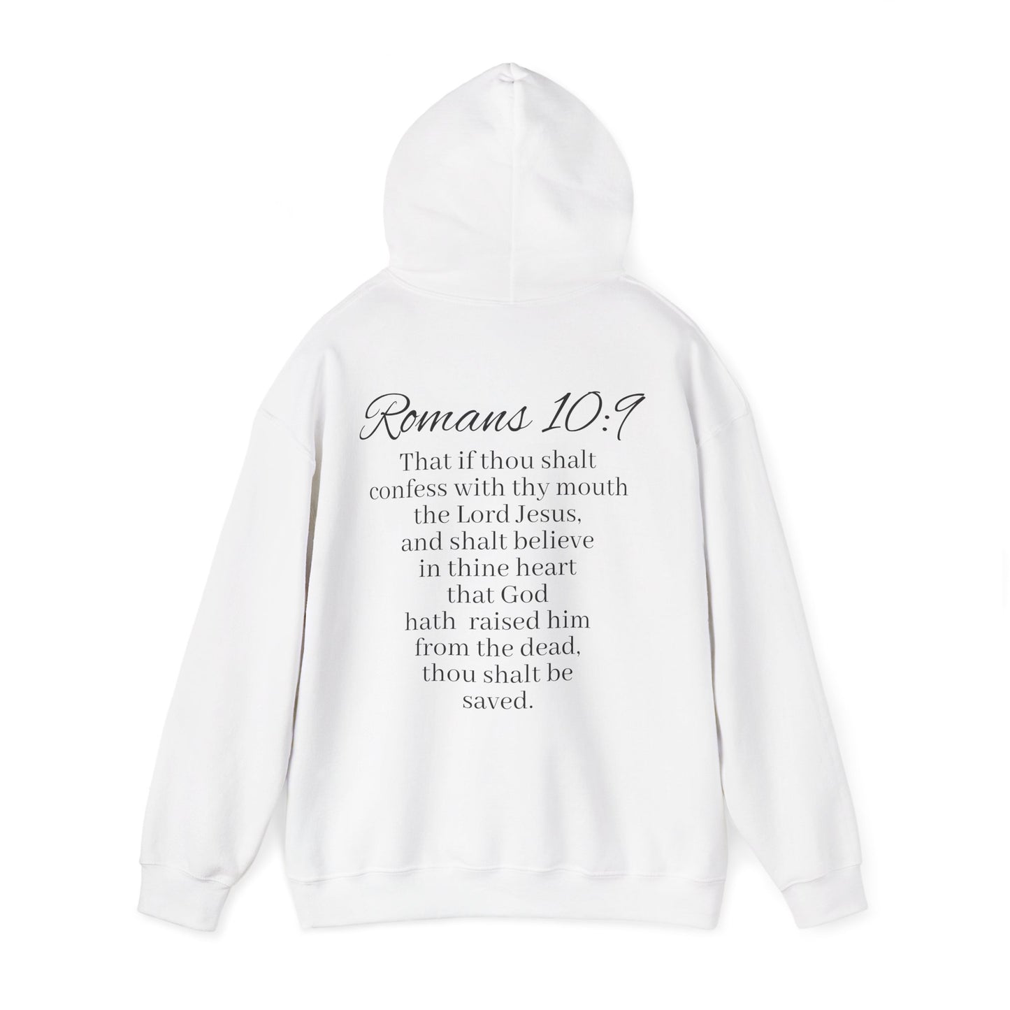 Women’s Believe Christian Hoodie – Praying Hands & Romans 10:9