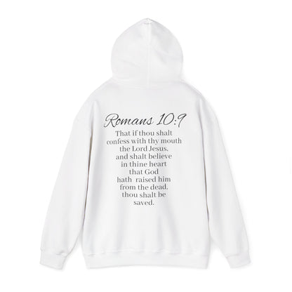 Women’s Believe Christian Hoodie – Praying Hands & Romans 10:9