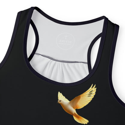 Golden Dove Women’s Christian Tank Top in Black – Spirit of Peace and Power