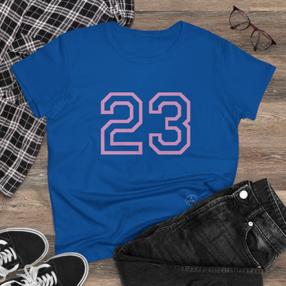 Psalm 23 Women’s Tee – Inspired Sports-Style Shirt (Pink Numbering)