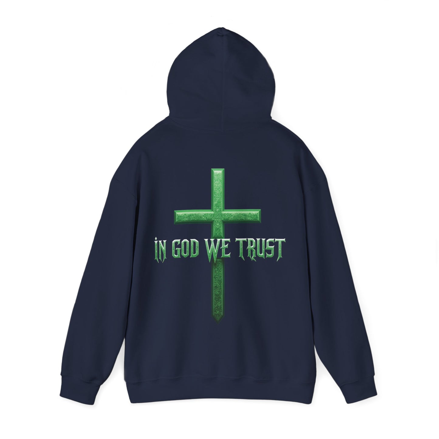 Stand Firm – Men’s Christian Hoodie with “In God We Trust” Cross Design