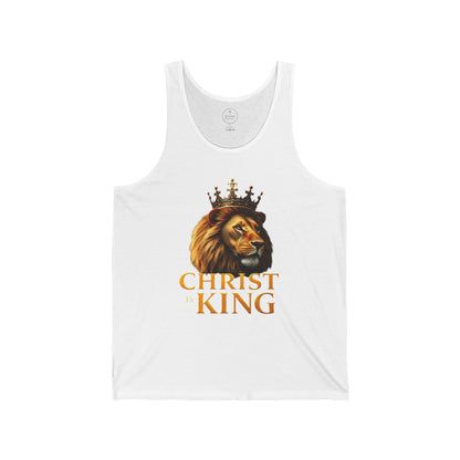 Christ is King – Men’s Christian Tank Top with Lion & Cross Design