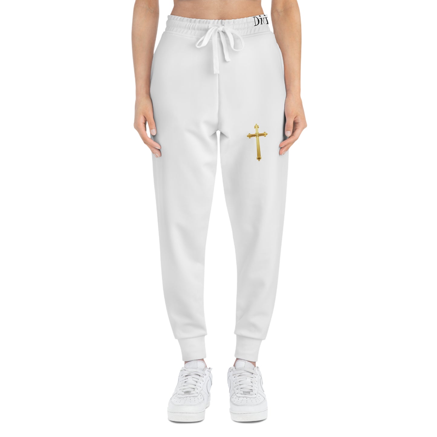 Golden Grace Women's Jogging Pants with Gold Cross Design