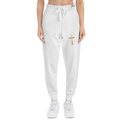 Golden Grace Women's Jogging Pants with Gold Cross Design