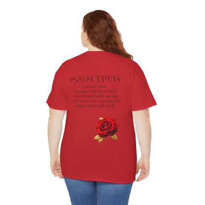 Handcrafted by God (Rose) - Woman's Christian T-Shirt (Dark Lettering)