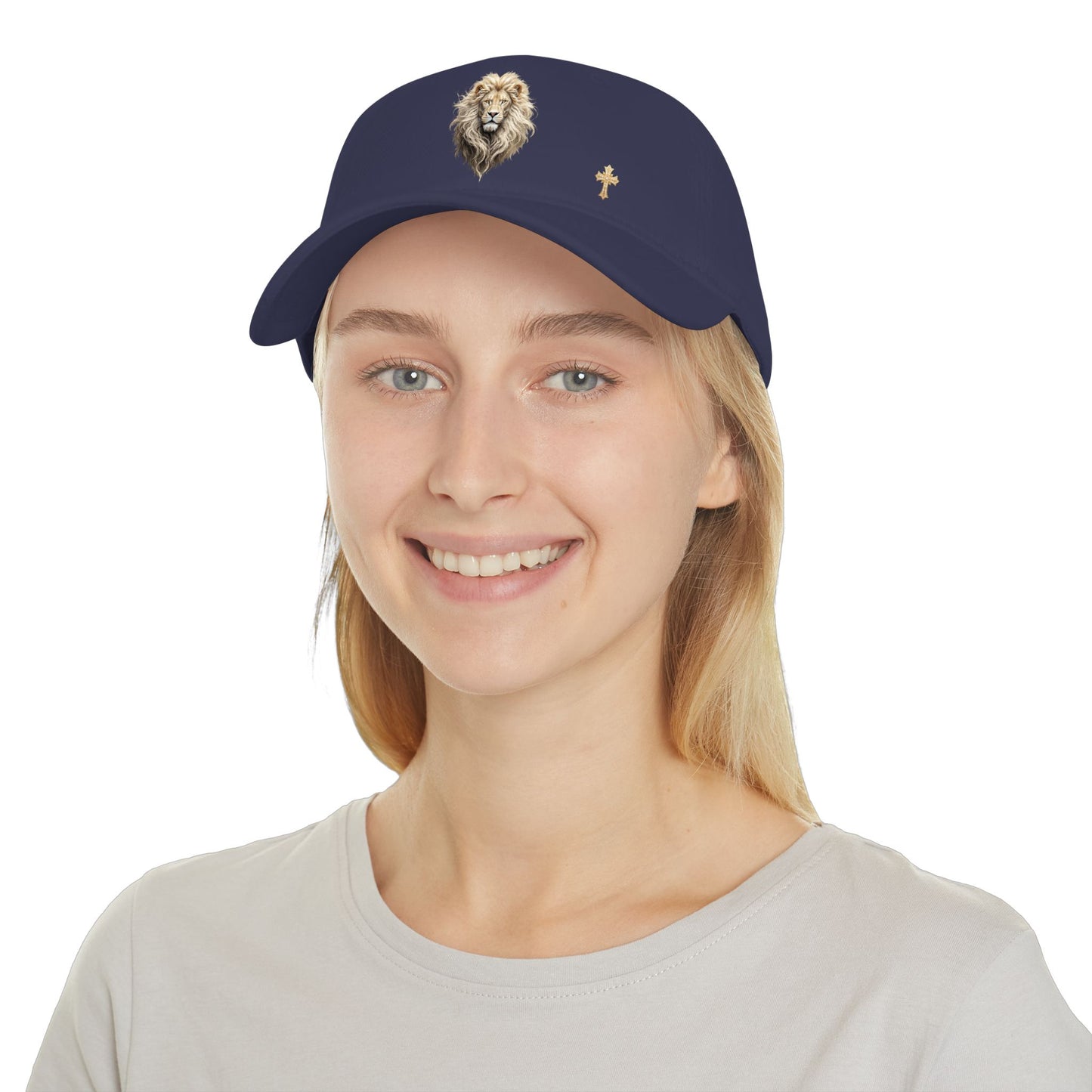 Christ is King (Lion of Judah) - Women's Baseball Cap with Gold Cross