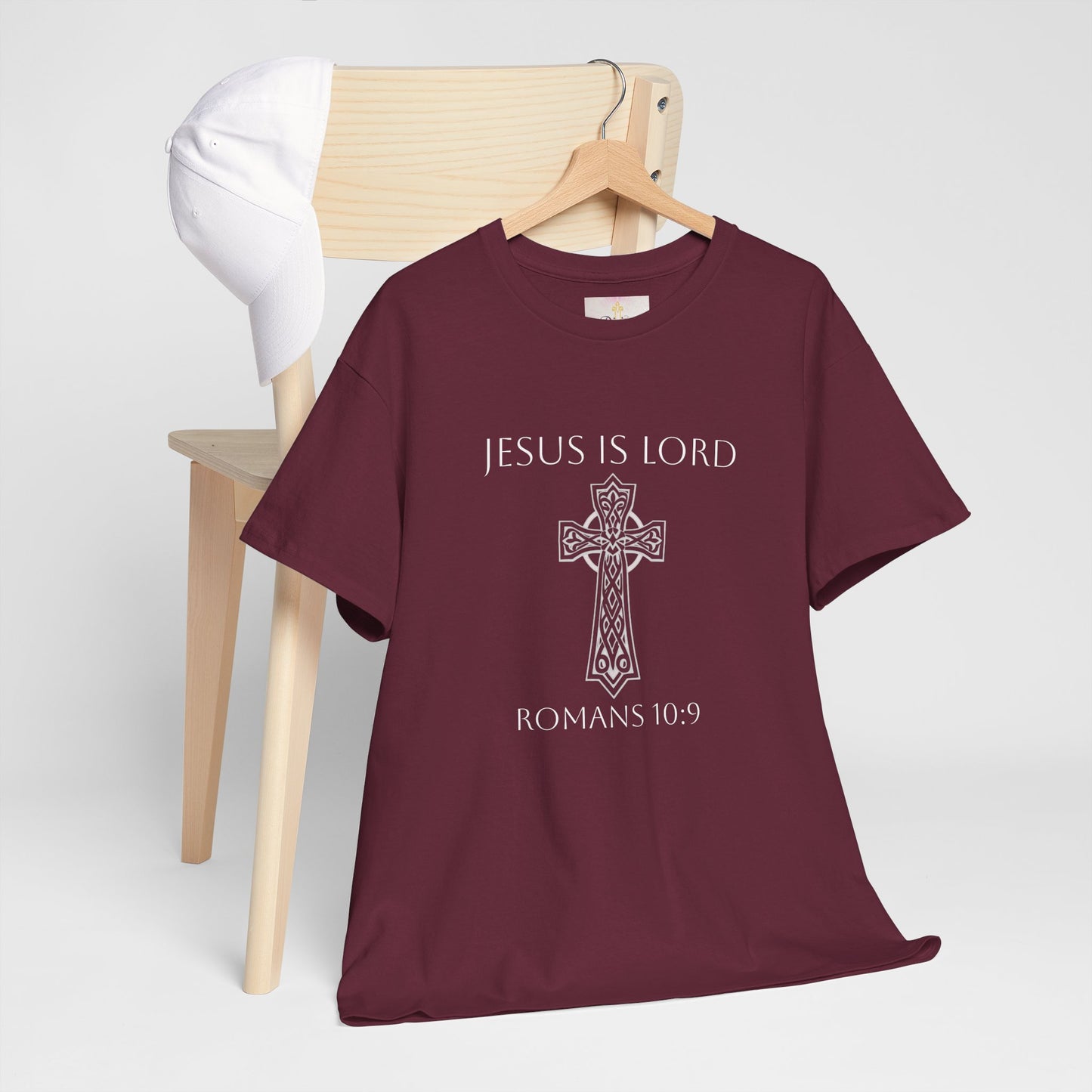 Jesus Is Lord – Romans 10:9 Men’s Bold Faith Tee (White Lettering)