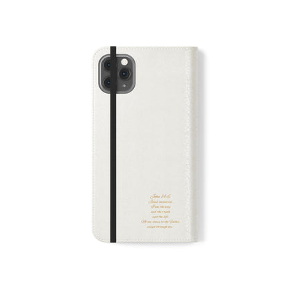 White Chi Rho Folding Case for iPhone – Faith in Every Step