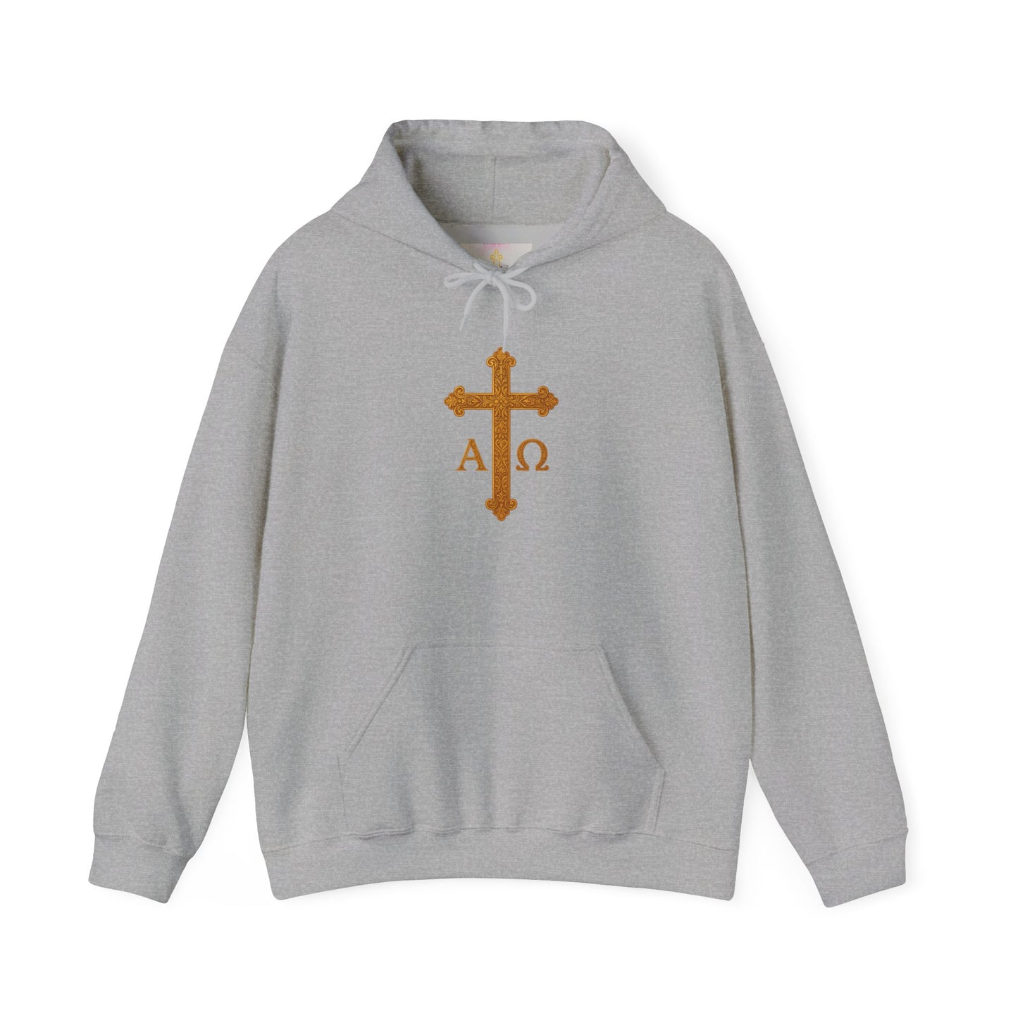 Alpha & Omega Power – Men’s Hoodie with Crowned Lion and Gold Cross