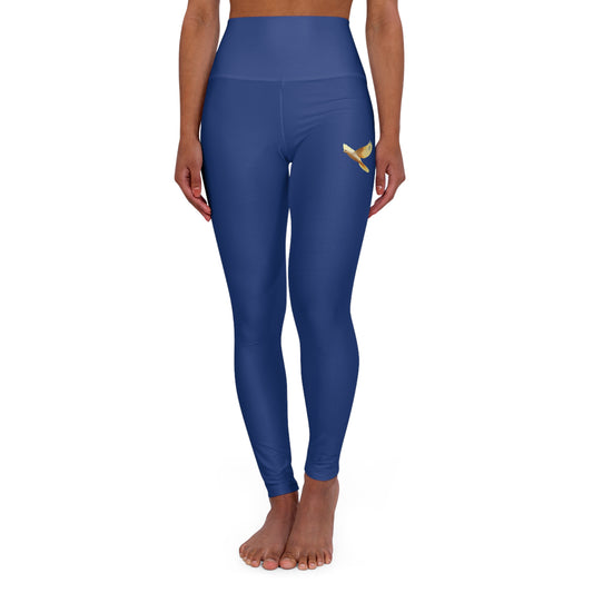 Golden Dove Women’s High-Waisted Yoga Leggings in Blue – Spirit of Peace and Power