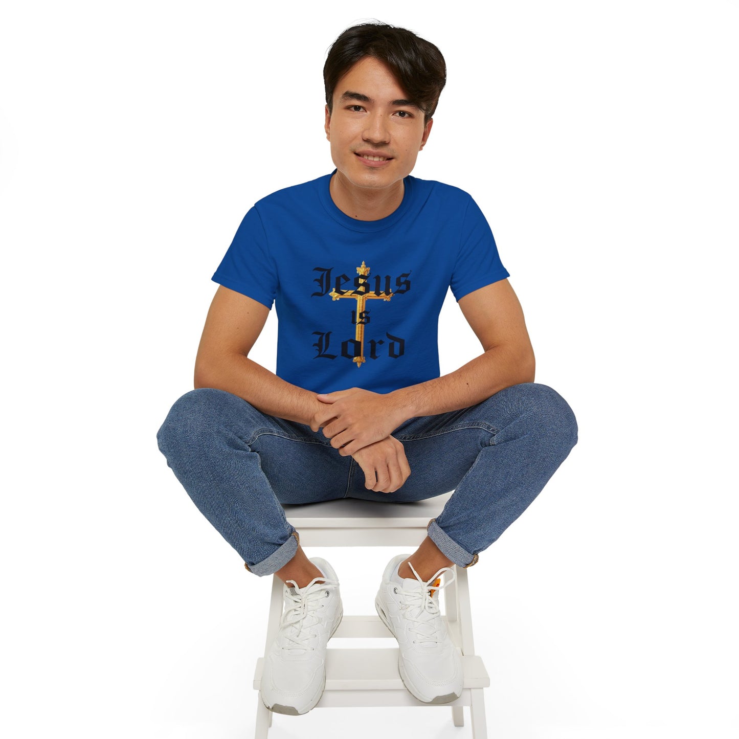 Men’s “Jesus is Lord” Christian T-Shirt with Cross – Bold Faith Statement Tee
