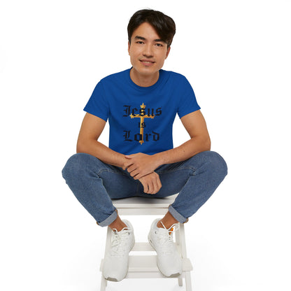Men’s “Jesus is Lord” Christian T-Shirt with Cross – Bold Faith Statement Tee