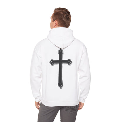 Warrior’s Black Cross Men’s Hoodie – Front & Back Christian Apparel | Ephesians 6:11