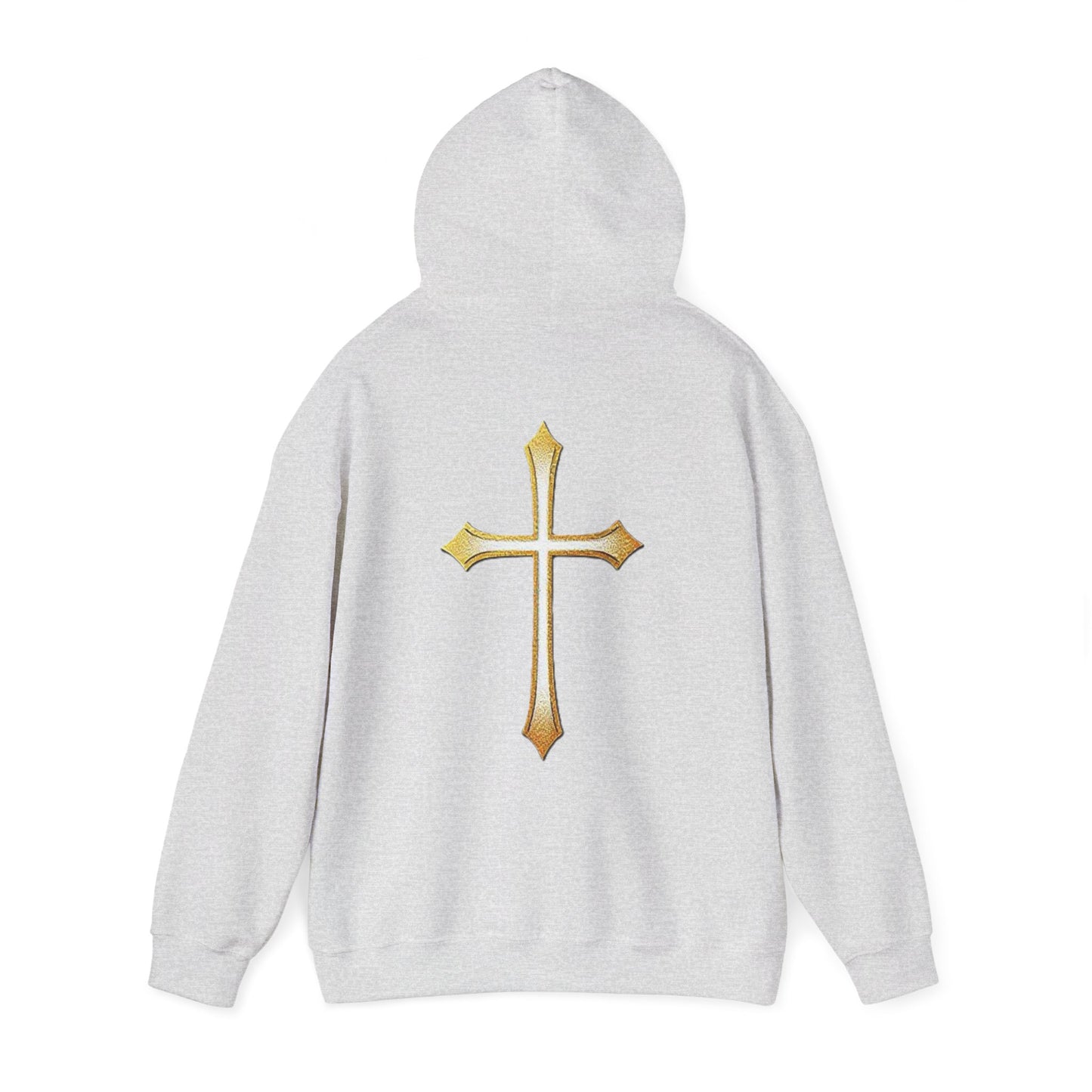 Men’s Gold Cross Hoodie – Bold Christian Faith Hoodie with Front & Back Design