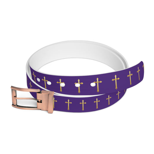 Crown of Light Belt in Purple – Gold Cross Pattern