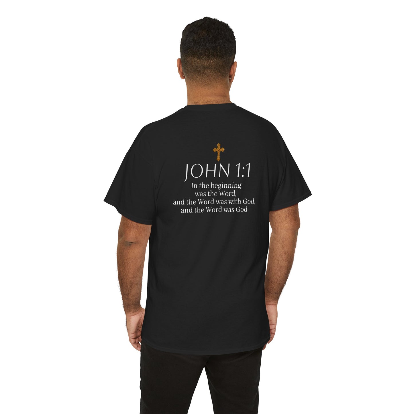 “The Word Eternal” – Men’s Christian Tee with John 1:1 Scripture - White Lettering