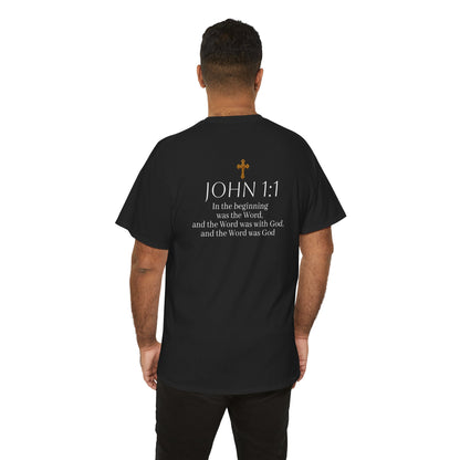 “The Word Eternal” – Men’s Christian Tee with John 1:1 Scripture - White Lettering