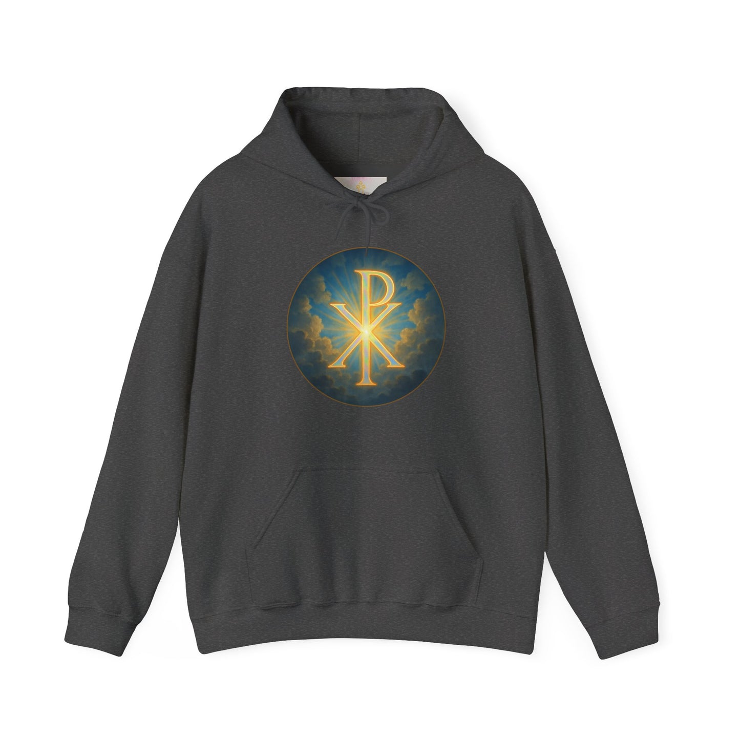 Men’s Christian Hoodie with Chi Rho Symbol – Faith Emblem Pullover