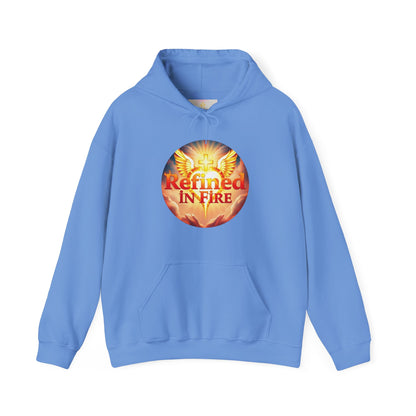 “Refined in Fire” Christian Hoodie – Bold Flame Design Faith Pullover