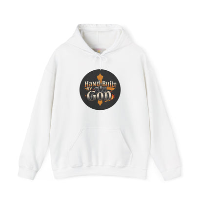 Hand Built by God Men’s Christian Hoodie – Cross & Engine Design