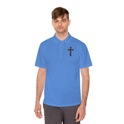 Men’s Black Cross Polo Shirt – Classic Faith-Inspired Style