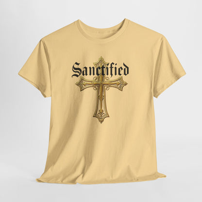 Sanctified Men's Gothic Cross T-Shirt – Faith in Bold Elegance