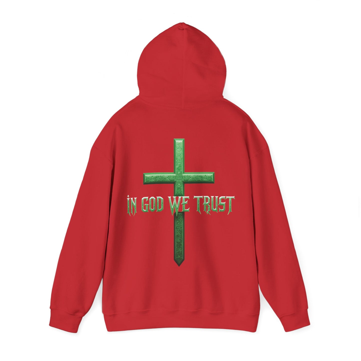 Stand Firm – Men’s Christian Hoodie with “In God We Trust” Cross Design