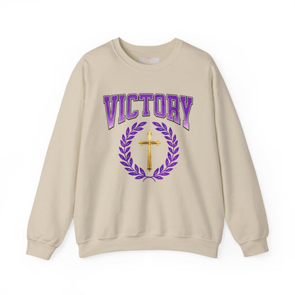 Victory Women’s Sweatshirt – Bold Purple Logo, Faith in Comfort