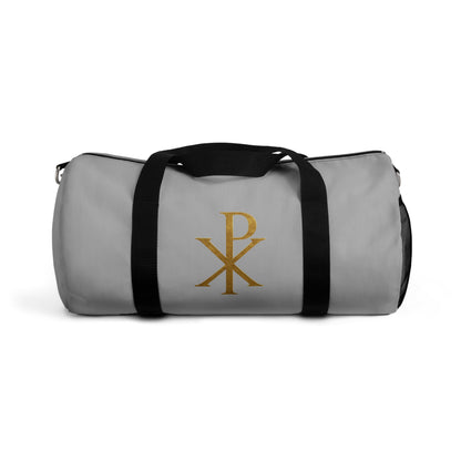 Women's Christ’s Victory Duffle Bag in Grey – Chi Rho Symbol