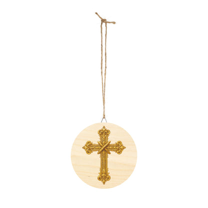 Golden Cross Wall Hanging — Faith-Inspired Wooden Décor