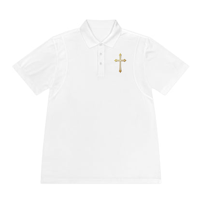 Men’s Modern Gold Cross Polo Shirt – Sleek Faith-Inspired Design