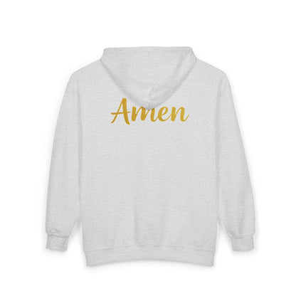 Amen in Motion – Women’s Zip-Up Hoodie (Black Logo)