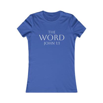 “The Word Eternal” – Women’s Favorite Christian Tee with White Lettering (John 1:1)