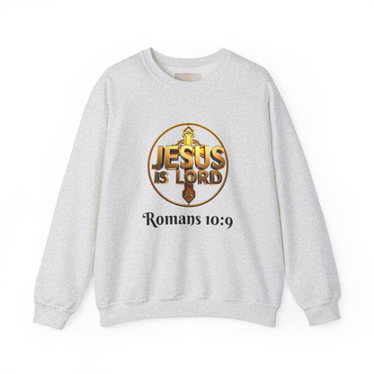 Romans 10:9 Christian Sweater – Jesus Is Lord & He Is Risen (Dark Lettering)