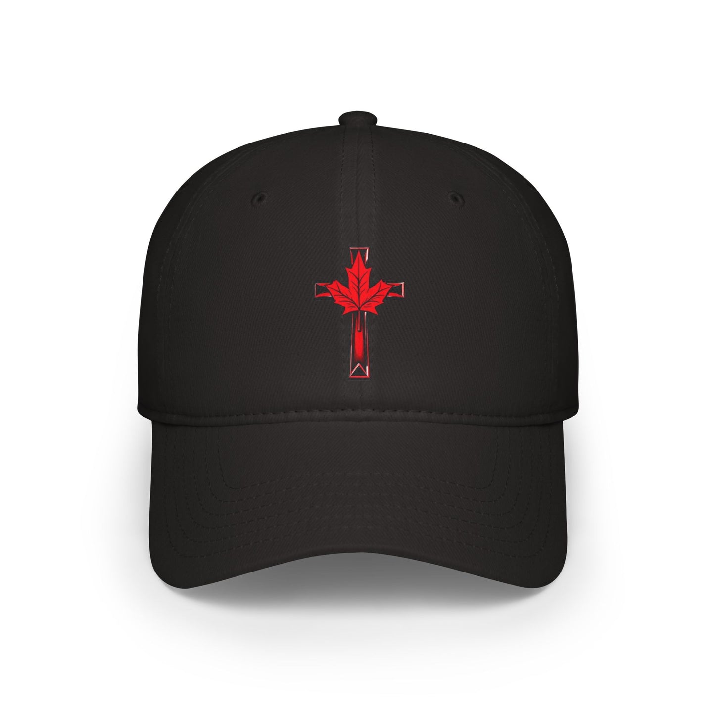 Canadian Cross Low Profile Baseball Cap – Christian Maple Leaf Hat for Faith & Country