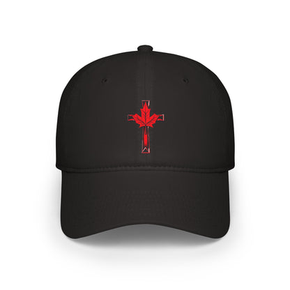 Canadian Cross Low Profile Baseball Cap – Christian Maple Leaf Hat for Faith & Country