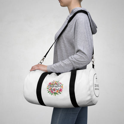 Handcrafted by God Duffle Bag – Faithfully Made