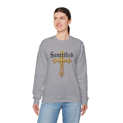 Sanctified Women's Gothic Cross Sweatshirt – Elegant Faith Wear