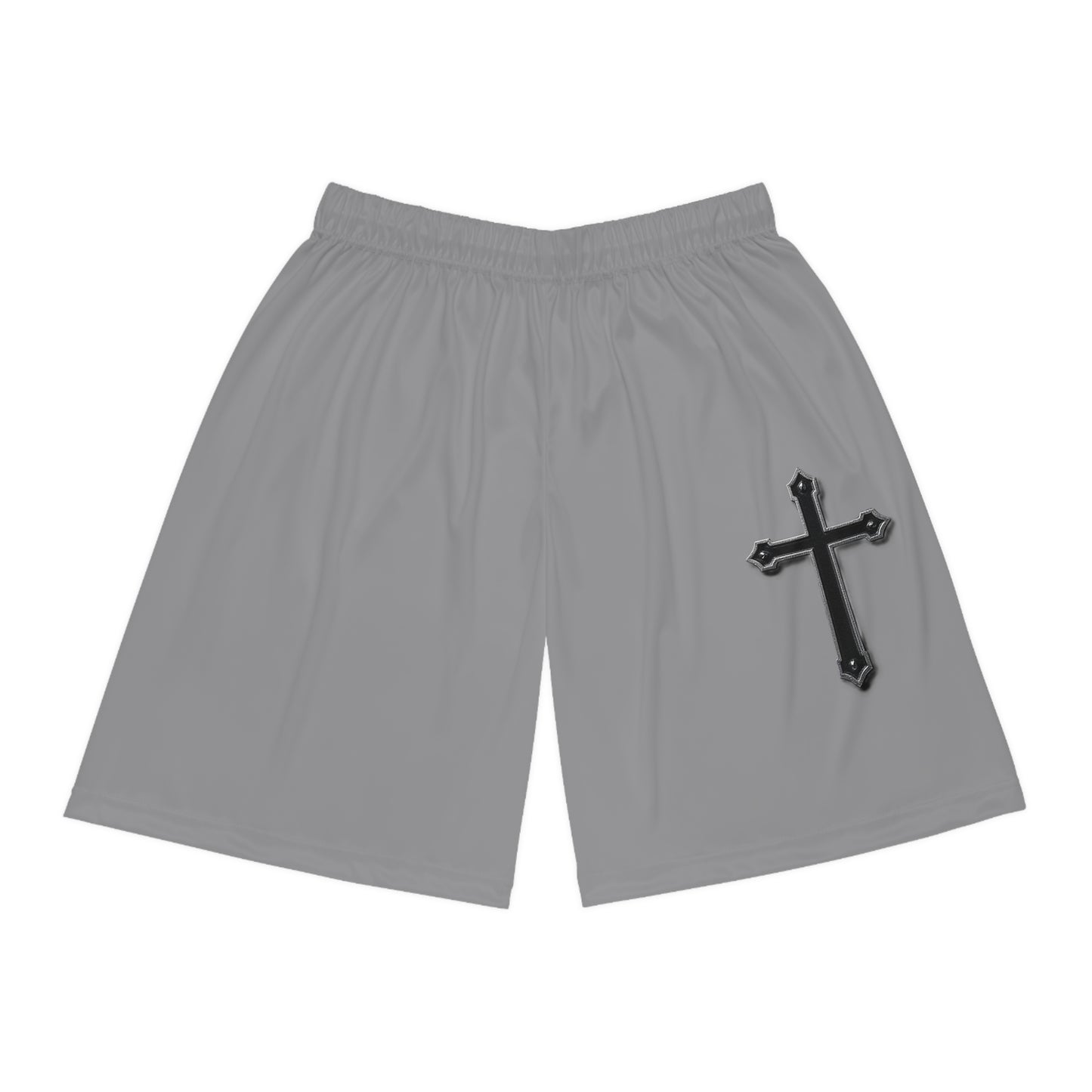 Men’s Black Cross Basketball Shorts in Dark Grey – Faith-Inspired Performance & Comfort