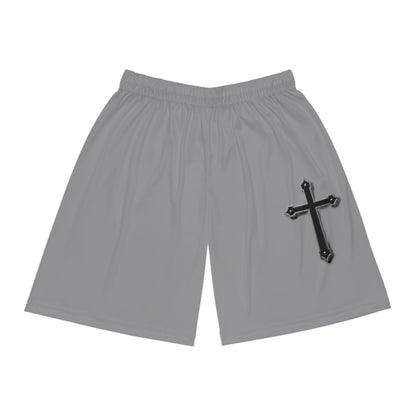 Men’s Black Cross Basketball Shorts in Dark Grey – Faith-Inspired Performance & Comfort