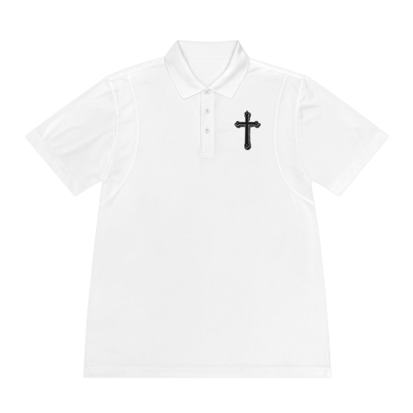 Men’s Black Cross Polo Shirt – Classic Faith-Inspired Style